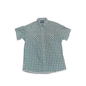 Wrangler Wrancher Short Sleeve Pearl Snap Western Plaid Shirt XL Cowboy Vintage